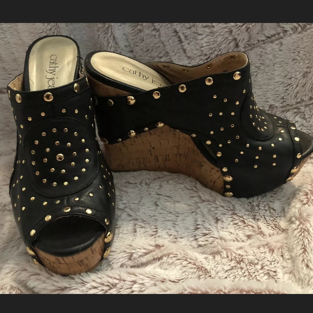 Cathy Jean Studded Wedge Heels
